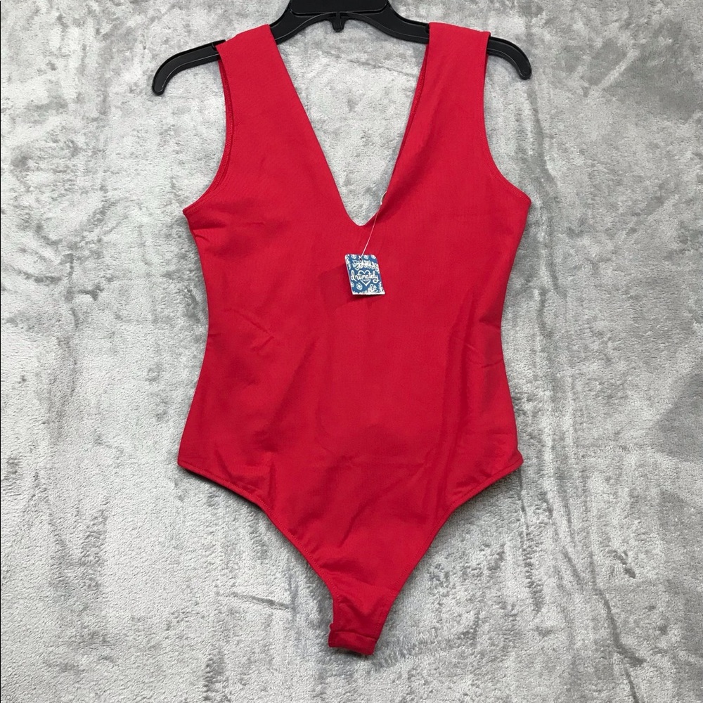 Free People Keep It Sleek Bodysuit Women’s Size M Red